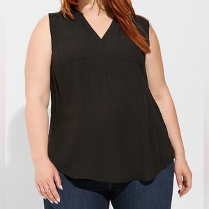 Torrid Harper Georgette Sleeveless Blouse Black Size 2 EUC
